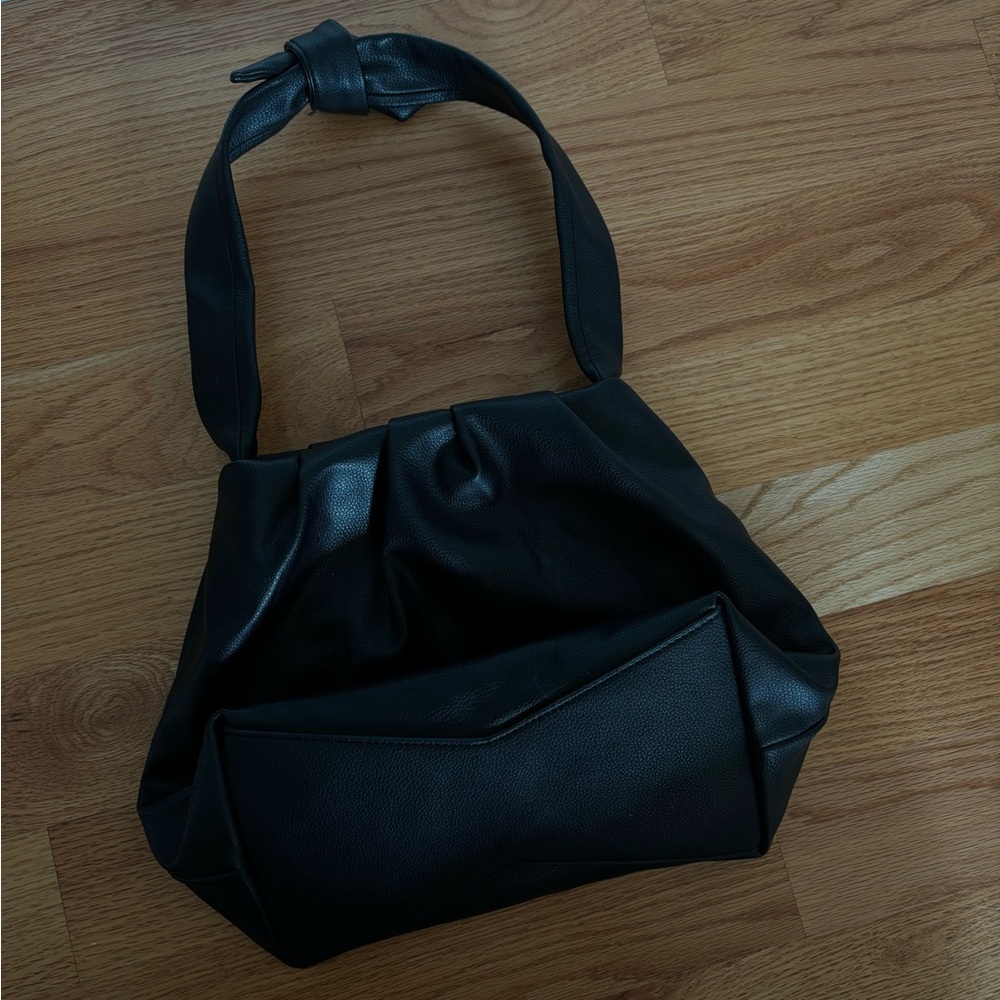 Black faux leather Zara bag
